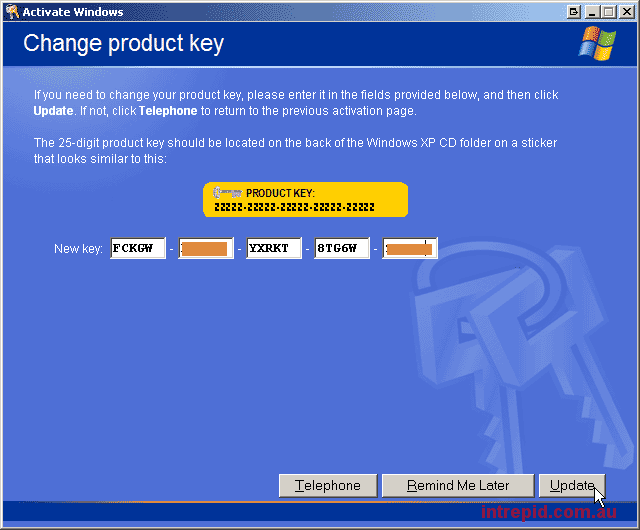 Windows XP Key degistirmek